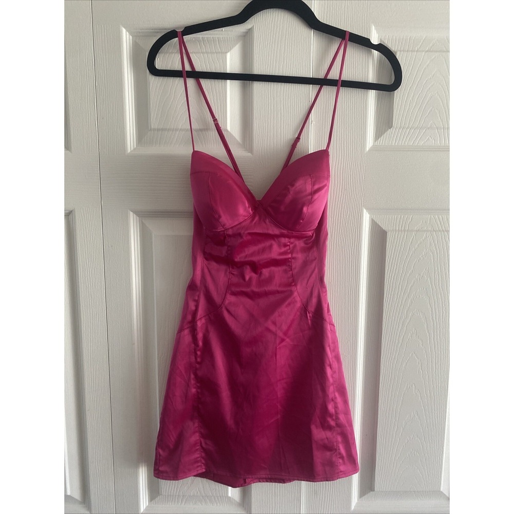 Rubber Ducky Corset Satin Mini Dress Womens Size S Pink Y2K Bodycon Party Sexy